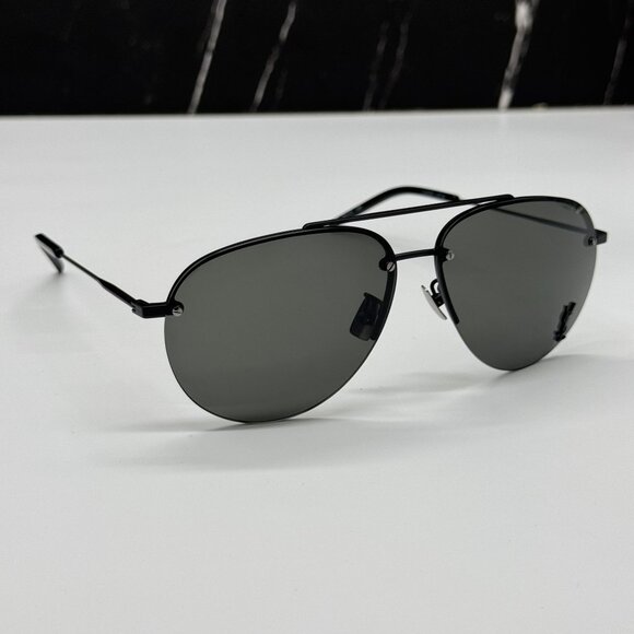NEW SAINT LAURENT CLASSIC 11F 005 UNISEX BLACK AVIATOR SUNGLASSES - Picture 4 of 9
